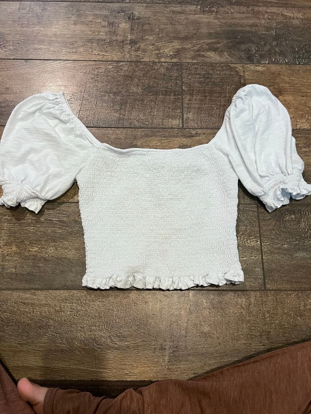 Boden white smocked crop top